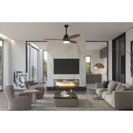Immax NEO 07141-B - LED Ceiling fan NEO LITE FRESCO LED/18W/230V Tuya Wi-Fi black/brown+ remote control