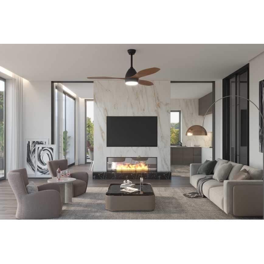 Immax NEO 07141-B - LED Ceiling fan NEO LITE FRESCO LED/18W/230V Tuya Wi-Fi black/brown+ remote control
