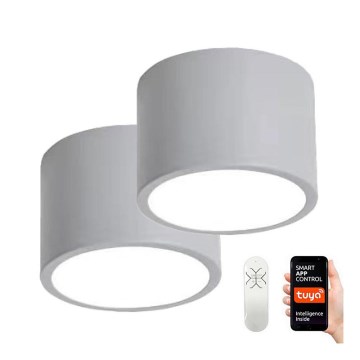 Immax NEO 07143-GR15BD - SET 2x LED Dimmable ceiling light RONDATE LED/12W/230V Tuya grey + remote control