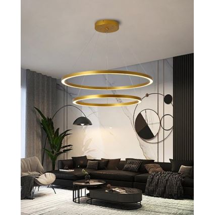 Immax NEO 07159-G80-60 - LED Dimmable chandelier on a string FINO LED/93W/230V Tuya gold + remote control