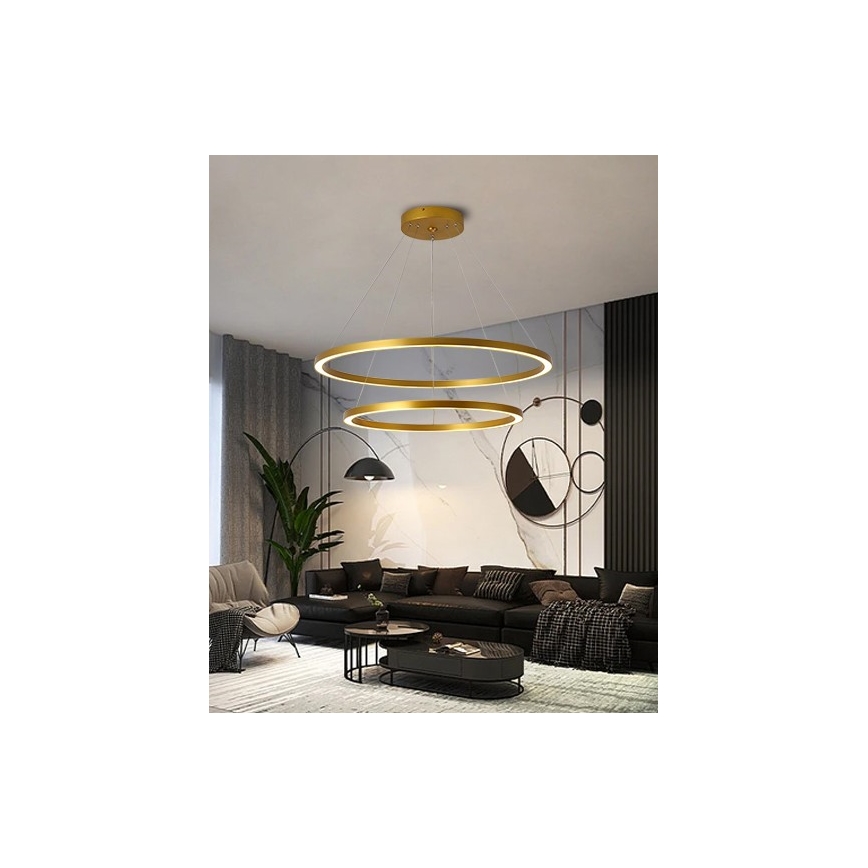 Immax NEO 07159-G80-60 - LED Dimmable chandelier on a string FINO LED/93W/230V Tuya gold + remote control