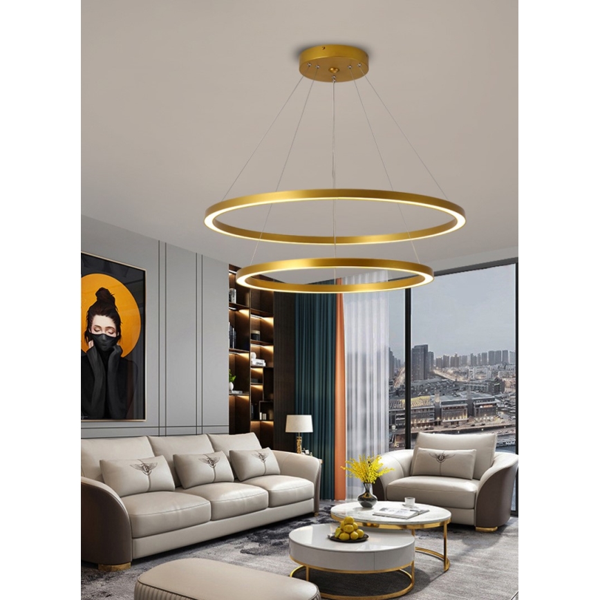 Immax NEO 07159-G80-60 - LED Dimmable chandelier on a string FINO LED/93W/230V Tuya gold + remote control