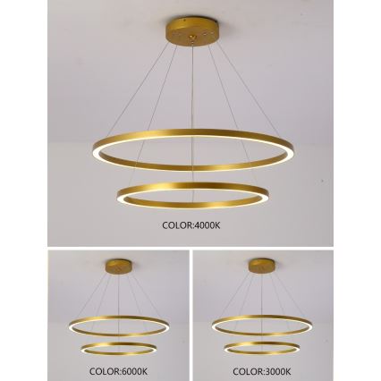 Immax NEO 07159-G80-60 - LED Dimmable chandelier on a string FINO LED/93W/230V Tuya gold + remote control
