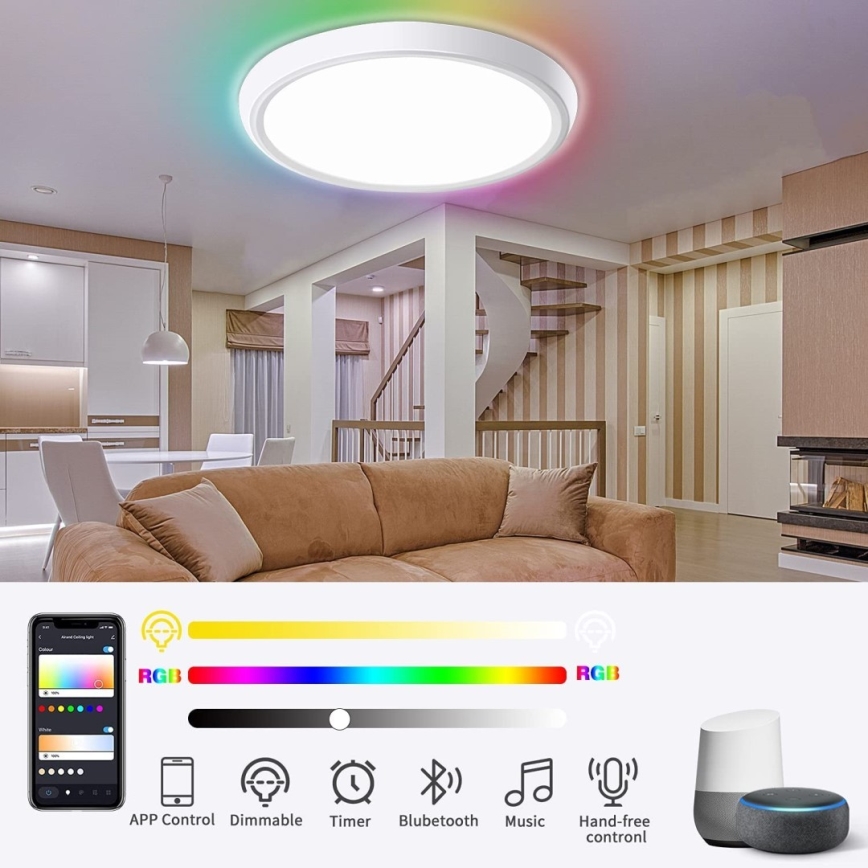 Immax NEO 07164-40 - LED RGB+CCT Dimmable ceiling light NEO LITE TUDO LED/50W/230V Wi-Fi Tuya +remote control
