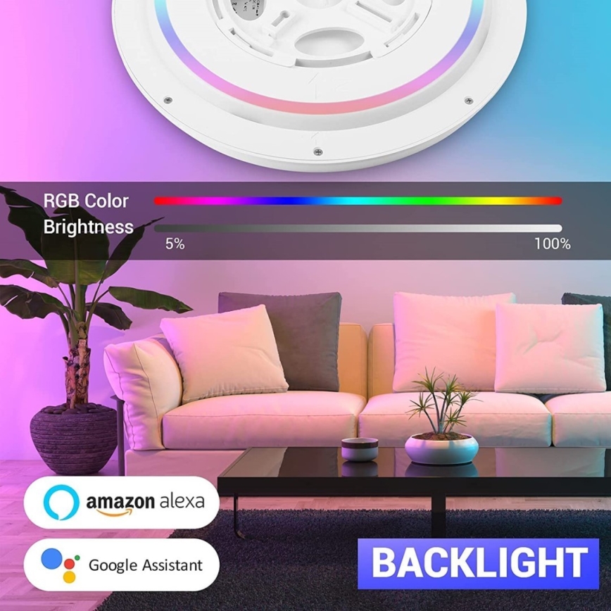 Immax NEO 07164-40 - LED RGB+CCT Dimmable ceiling light NEO LITE TUDO LED/50W/230V Wi-Fi Tuya +remote control