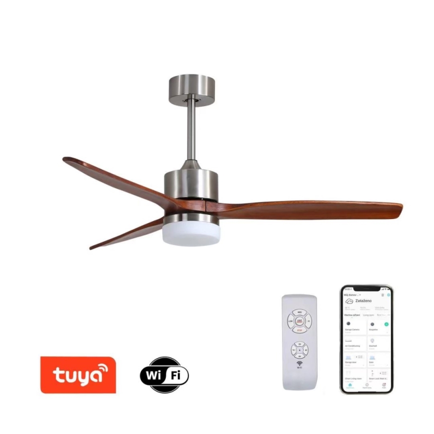Immax NEO 07165-S - LED Ceiling fan ELEGANTE LED/18W/230V oak Wi-Fi Tuya + remote control