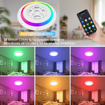 Immax NEO 07166-B40 - LED RGB+CCT Dimmable ceiling light NEO LITE TUDO LED/50W/230V Wi-Fi Tuya black + remote control