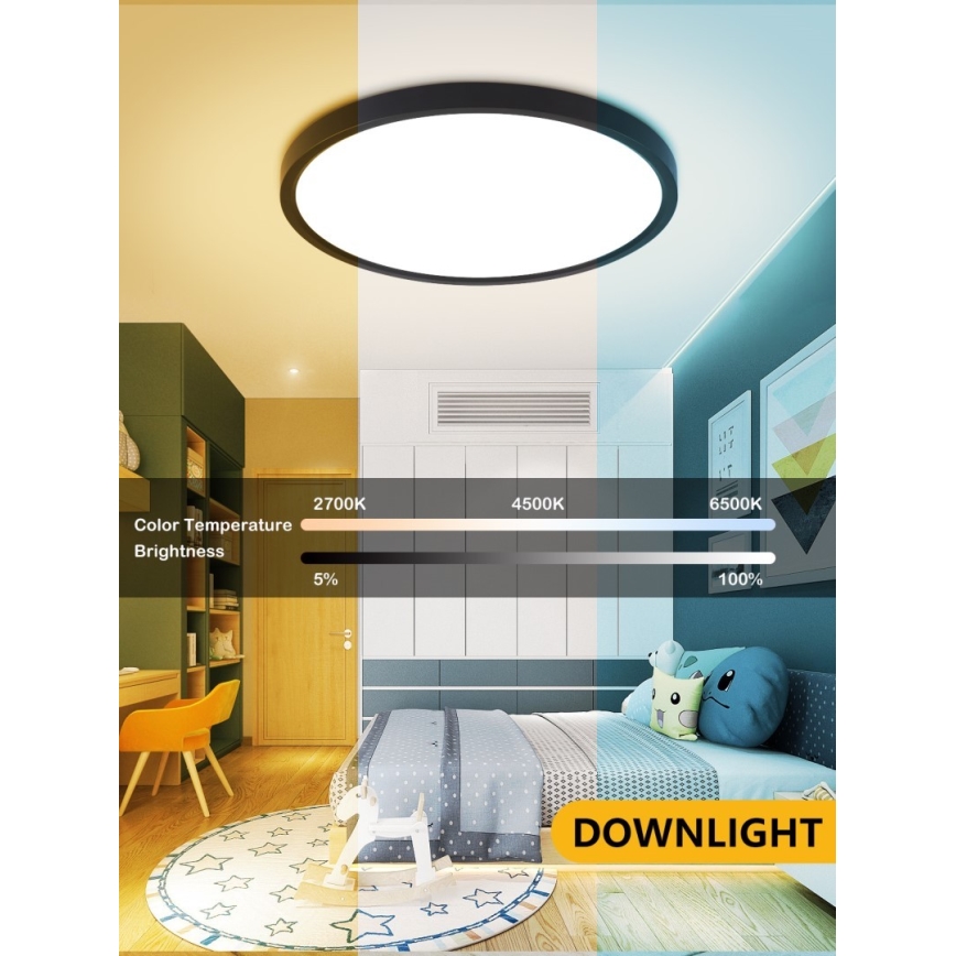 Immax NEO 07166-B40 - LED RGB+CCT Dimmable ceiling light NEO LITE TUDO LED/50W/230V Wi-Fi Tuya black + remote control