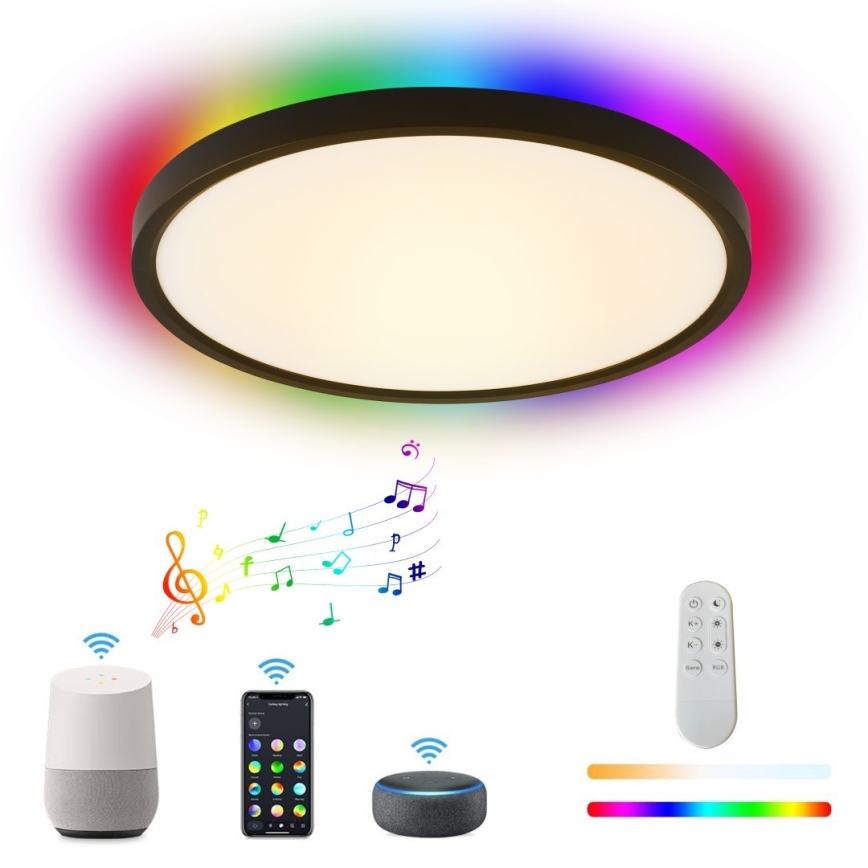 Immax NEO 07166-B40 - LED RGB+CCT Dimmable ceiling light NEO LITE TUDO LED/50W/230V Wi-Fi Tuya black + remote control