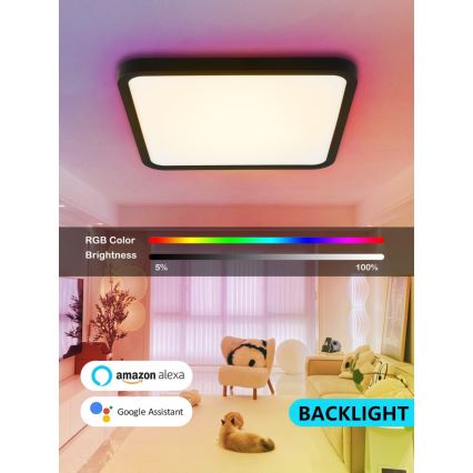 Immax NEO 07167-B40 - LED RGB+CCT Dimmable ceiling light NEO LITE TUDO LED/50W/230V Wi-Fi Tuya black + remote control