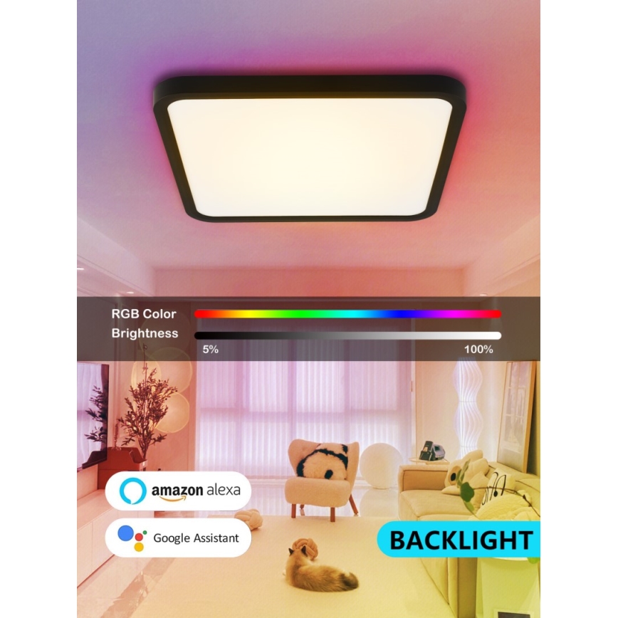 Immax NEO 07167-B40 - LED RGB+CCT Dimmable ceiling light NEO LITE TUDO LED/50W/230V Wi-Fi Tuya black + remote control