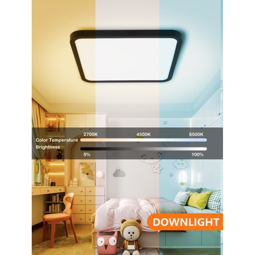 Immax NEO 07167-B40 - LED RGB+CCT Dimmable ceiling light NEO LITE TUDO LED/50W/230V Wi-Fi Tuya black + remote control