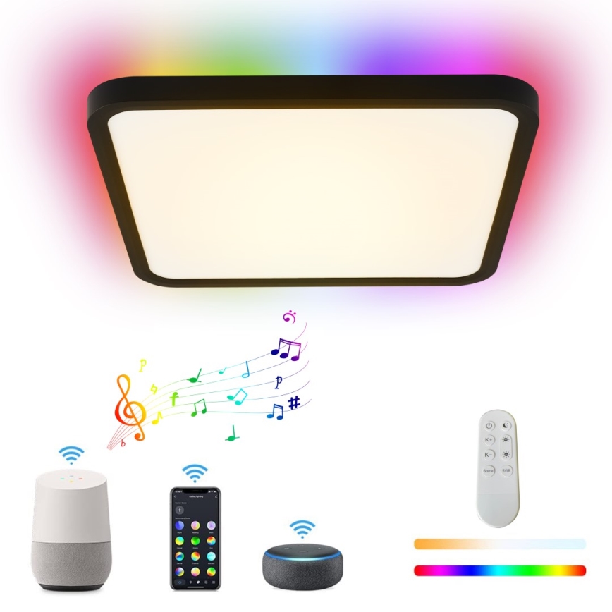 Immax NEO 07167-B40 - LED RGB+CCT Dimmable ceiling light NEO LITE TUDO LED/50W/230V Wi-Fi Tuya black + remote control