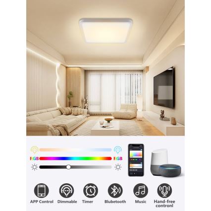 Immax NEO 07168-W40 - LED RGB+CCT Dimmable ceiling light NEO LITE TUDO LED/50W/230V Wi-Fi Tuya white + remote control
