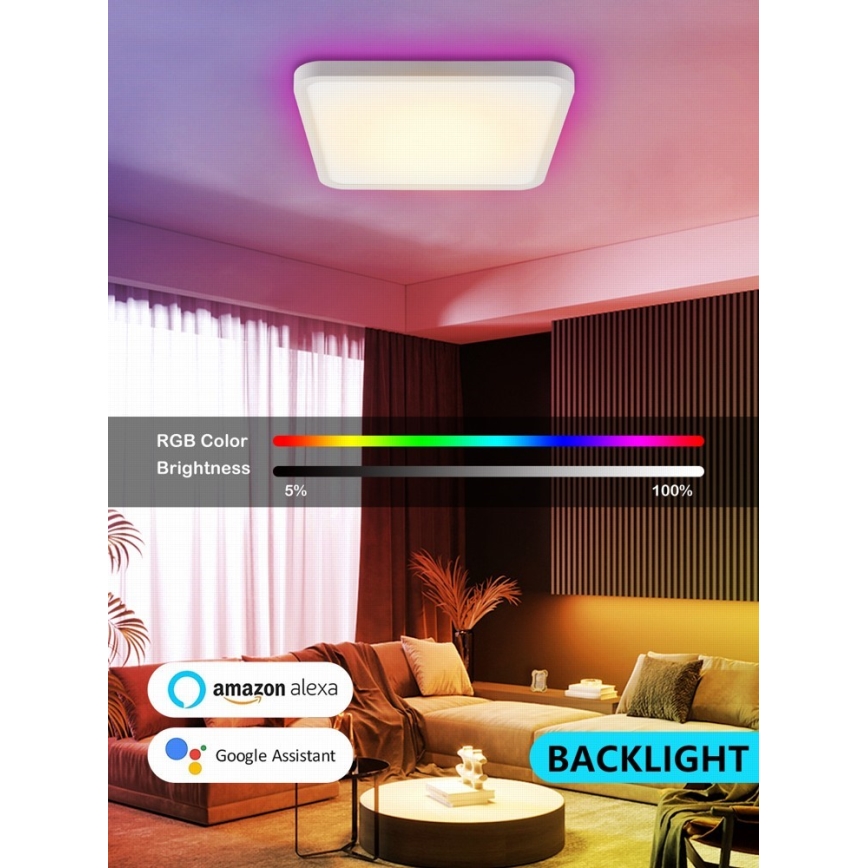 Immax NEO 07168-W40 - LED RGB+CCT Dimmable ceiling light NEO LITE TUDO LED/50W/230V Wi-Fi Tuya white + remote control
