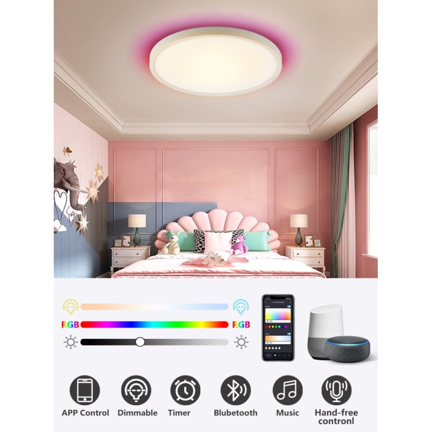 Immax NEO 07169-W60 - LED RGB+CCT Dimmable ceiling light NEO LITE TUDO 65W/230V 2700-6500K Wi-Fi Tuya + remote control white