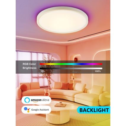 Immax NEO 07169-W60 - LED RGB+CCT Dimmable ceiling light NEO LITE TUDO 65W/230V 2700-6500K Wi-Fi Tuya + remote control white