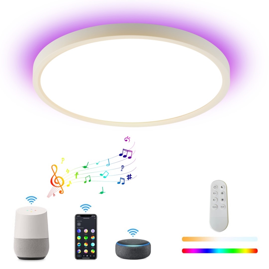 Immax NEO 07169-W60 - LED RGB+CCT Dimmable ceiling light NEO LITE TUDO 65W/230V 2700-6500K Wi-Fi Tuya + remote control white