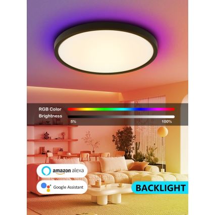 Immax NEO 07170-B60 - LED RGB+CCT Dimmable ceiling light NEO LITE TUDO LED/65W/230V 2700-6500K Wi-Fi Tuya black + remote control