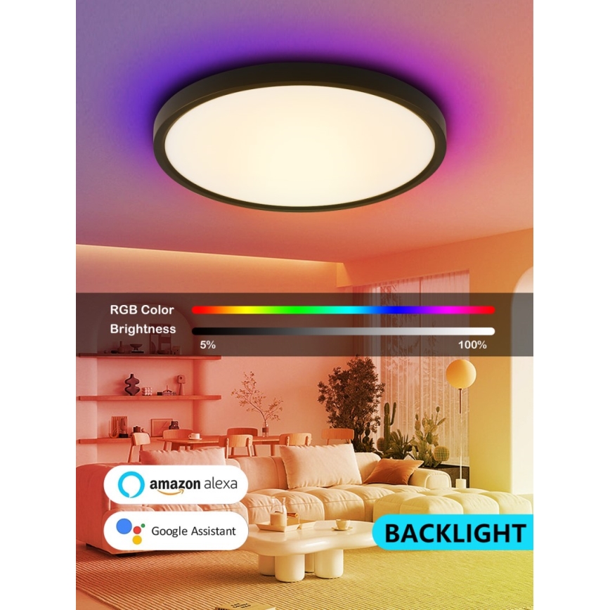 Immax NEO 07170-B60 - LED RGB+CCT Dimmable ceiling light NEO LITE TUDO LED/65W/230V 2700-6500K Wi-Fi Tuya black + remote control