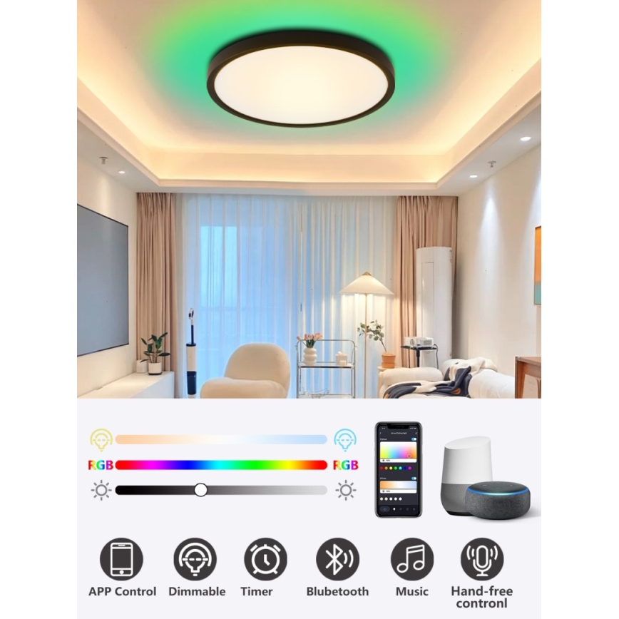 Immax NEO 07170-B60 - LED RGB+CCT Dimmable ceiling light NEO LITE TUDO LED/65W/230V 2700-6500K Wi-Fi Tuya black + remote control