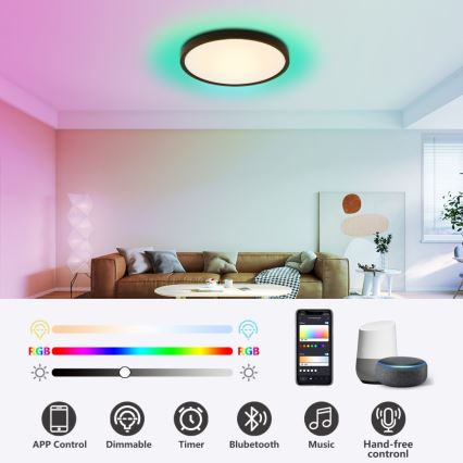 Immax NEO 07170-B60 - LED RGB+CCT Dimmable ceiling light NEO LITE TUDO LED/65W/230V 2700-6500K Wi-Fi Tuya black + remote control