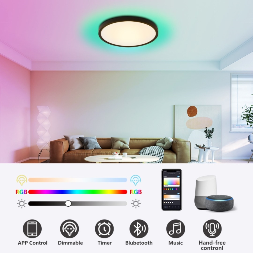 Immax NEO 07170-B60 - LED RGB+CCT Dimmable ceiling light NEO LITE TUDO LED/65W/230V 2700-6500K Wi-Fi Tuya black + remote control