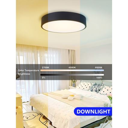 Immax NEO 07201L - LED Dimmable ceiling light RONDATE LED/28W/230V black Tuya + remote control