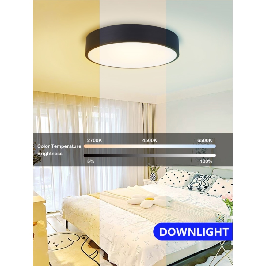 Immax NEO 07201L - LED Dimmable ceiling light RONDATE LED/28W/230V black Tuya + remote control