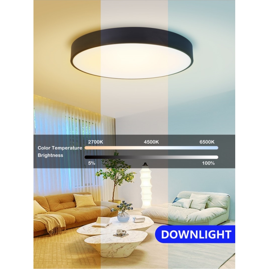 Immax NEO 07202L - LED Dimmable ceiling light RONDATE LED/53W/230V black Tuya + remote control