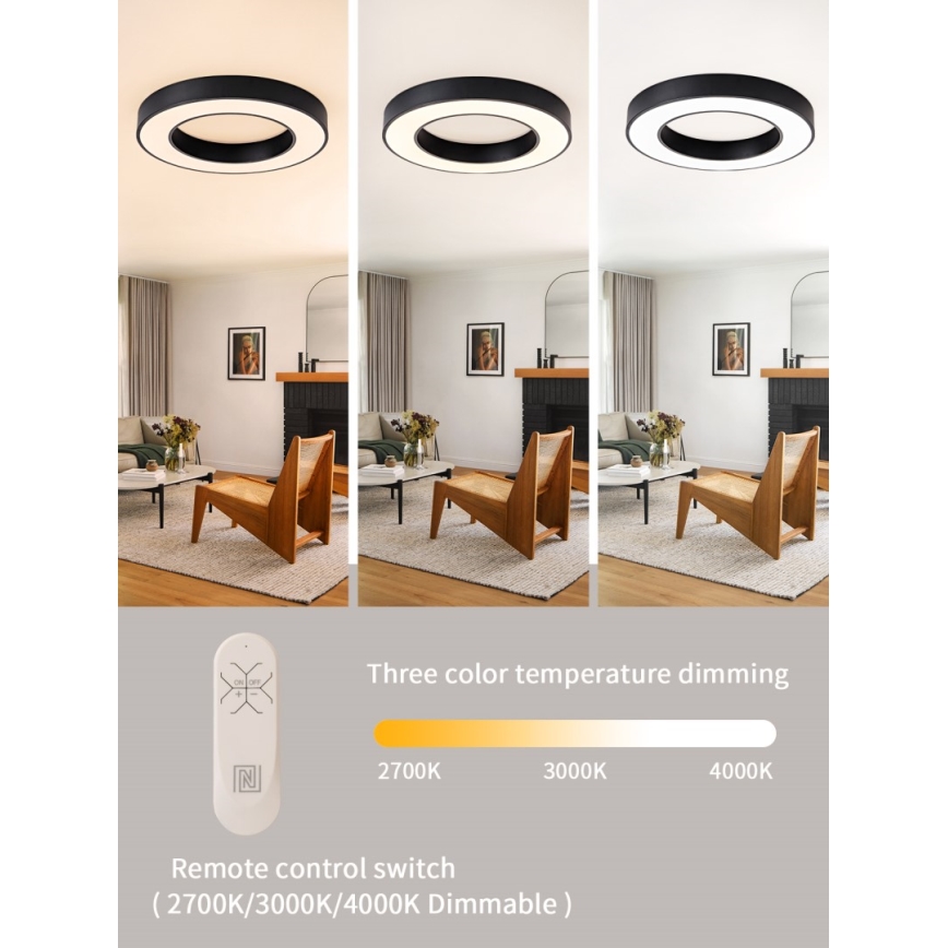 Immax NEO 07209L - LED Dimmable ceiling light PASTEL LED/53W/230V 60 cm black Tuya + remote control