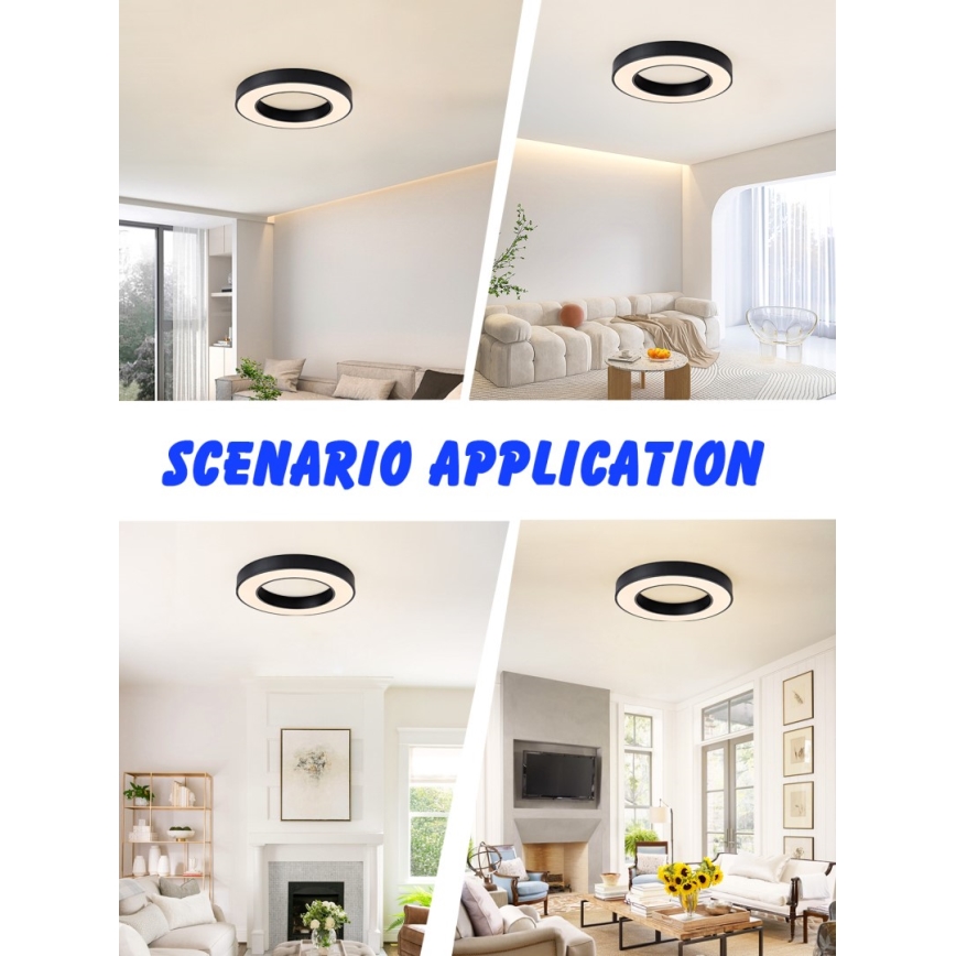 Immax NEO 07209L - LED Dimmable ceiling light PASTEL LED/53W/230V 60 cm black Tuya + remote control