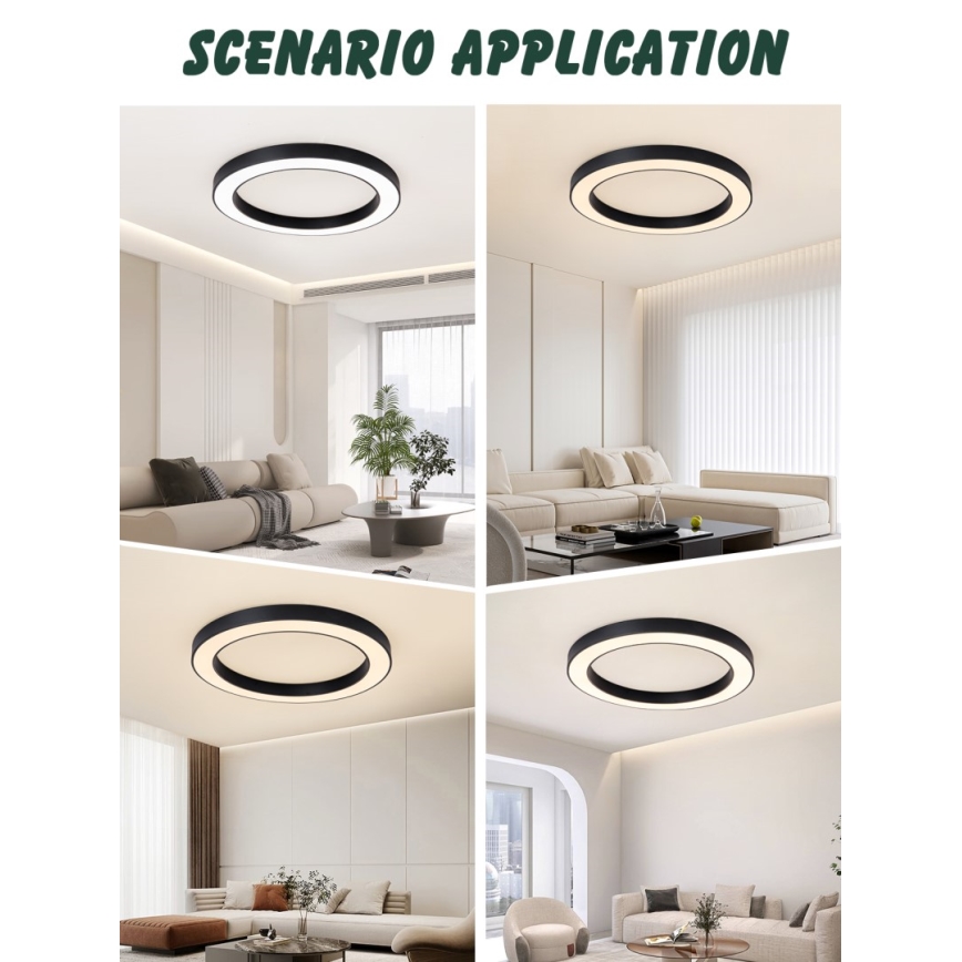 Immax NEO 07210L - LED Dimmable ceiling light PASTEL LED/68W/230V 95 cm black Tuya + remote control