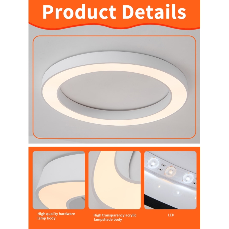 Immax NEO 07213L - LED Dimmable ceiling light PASTEL LED/68W/230V 95 cm white Tuya + remote control