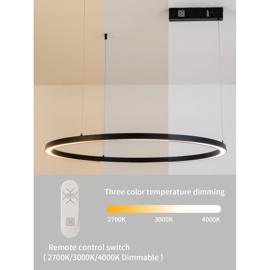 Immax NEO 07215L - LED Dimmable chandelier on a string FINO LED/60W/230V 80 cm black Tuya + remote control