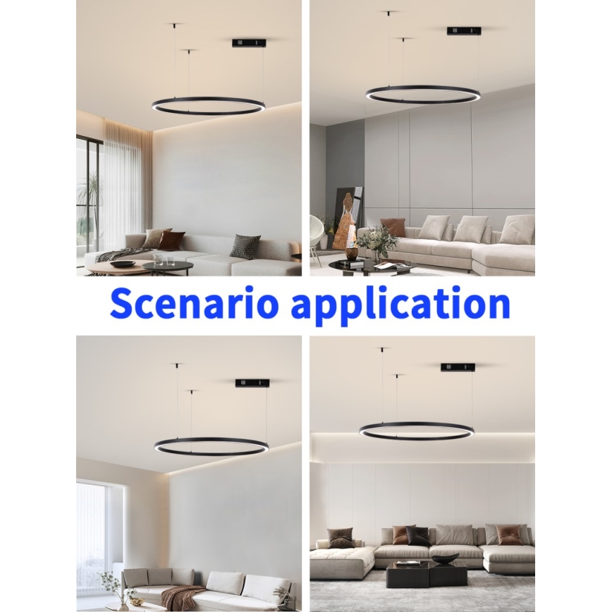 Immax NEO 07215L - LED Dimmable chandelier on a string FINO LED/60W/230V 80 cm black Tuya + remote control