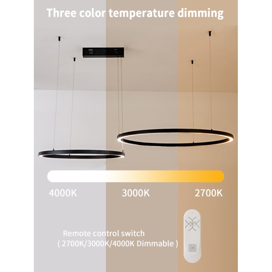 Immax NEO 07216L - LED Dimmable chandelier on a string FINO LED/93W/230V 60/80cm black Tuya + remote control