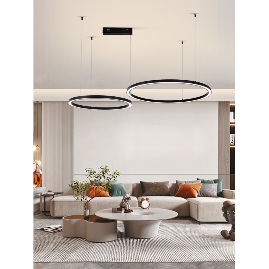 Immax NEO 07216L - LED Dimmable chandelier on a string FINO LED/93W/230V 60/80cm black Tuya + remote control