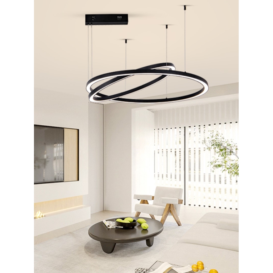 Immax NEO 07216L - LED Dimmable chandelier on a string FINO LED/93W/230V 60/80cm black Tuya + remote control