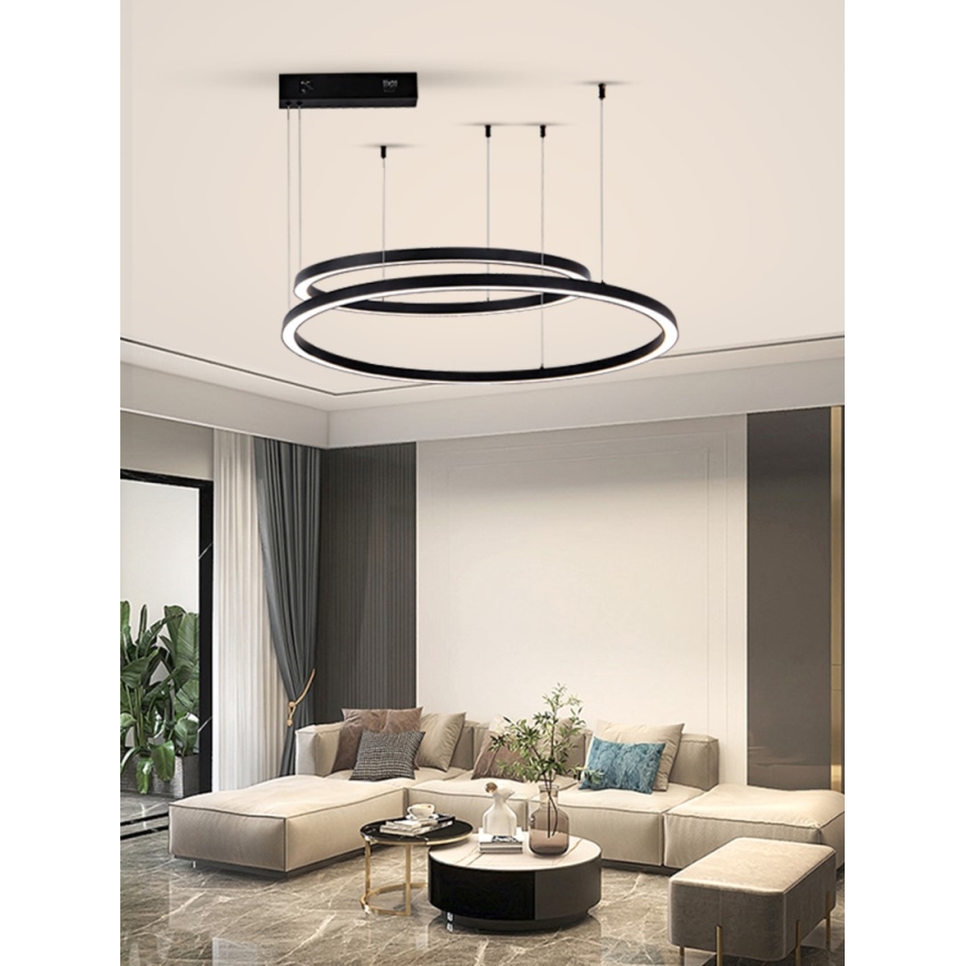 Immax NEO 07216L - LED Dimmable chandelier on a string FINO LED/93W/230V 60/80cm black Tuya + remote control