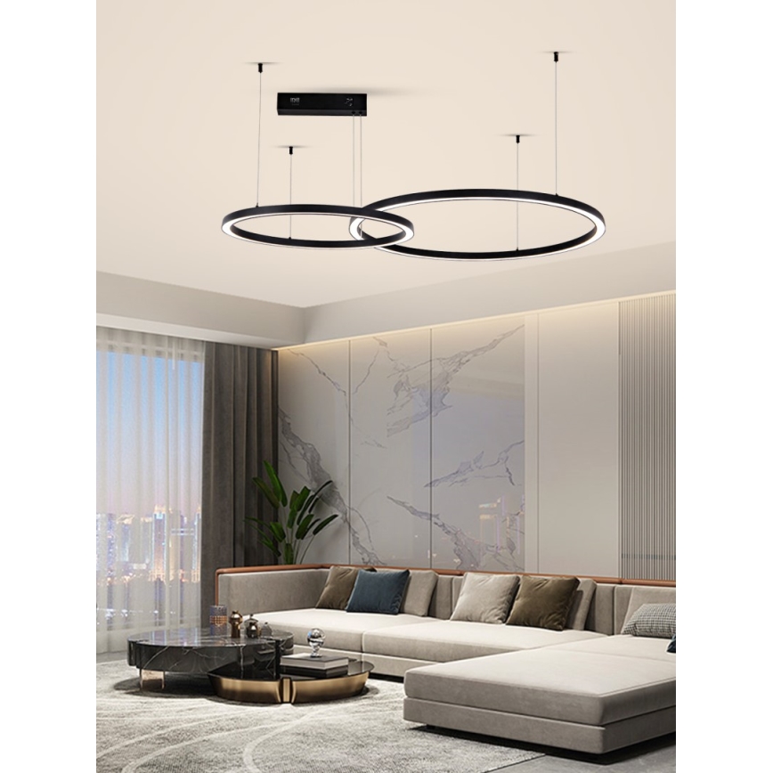 Immax NEO 07216L - LED Dimmable chandelier on a string FINO LED/93W/230V 60/80cm black Tuya + remote control