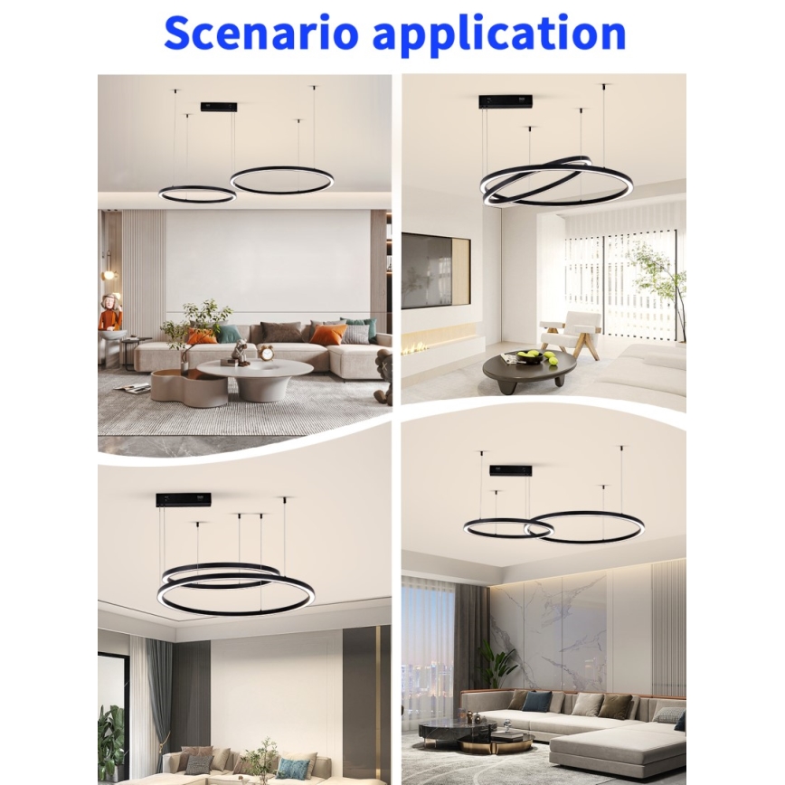 Immax NEO 07216L - LED Dimmable chandelier on a string FINO LED/93W/230V 60/80cm black Tuya + remote control