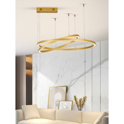 Immax NEO 07218L - LED Dimmable chandelier on a string FINO LED/93W/230V 60/80cm gold Tuya + remote control