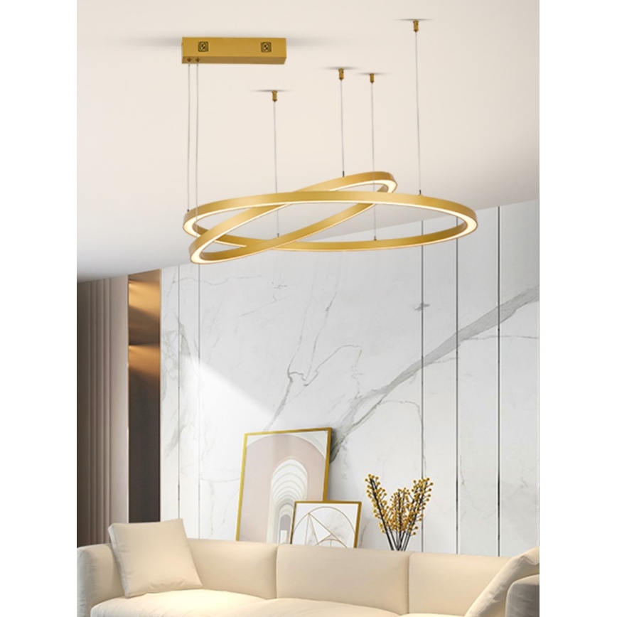 Immax NEO 07218L - LED Dimmable chandelier on a string FINO LED/93W/230V 60/80cm gold Tuya + remote control