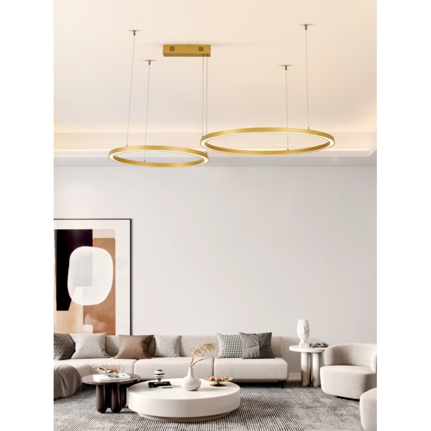Immax NEO 07218L - LED Dimmable chandelier on a string FINO LED/93W/230V 60/80cm gold Tuya + remote control