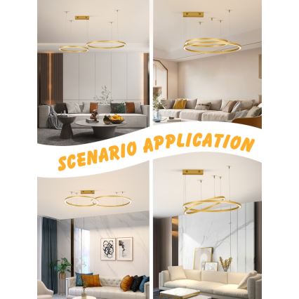 Immax NEO 07218L - LED Dimmable chandelier on a string FINO LED/93W/230V 60/80cm gold Tuya + remote control