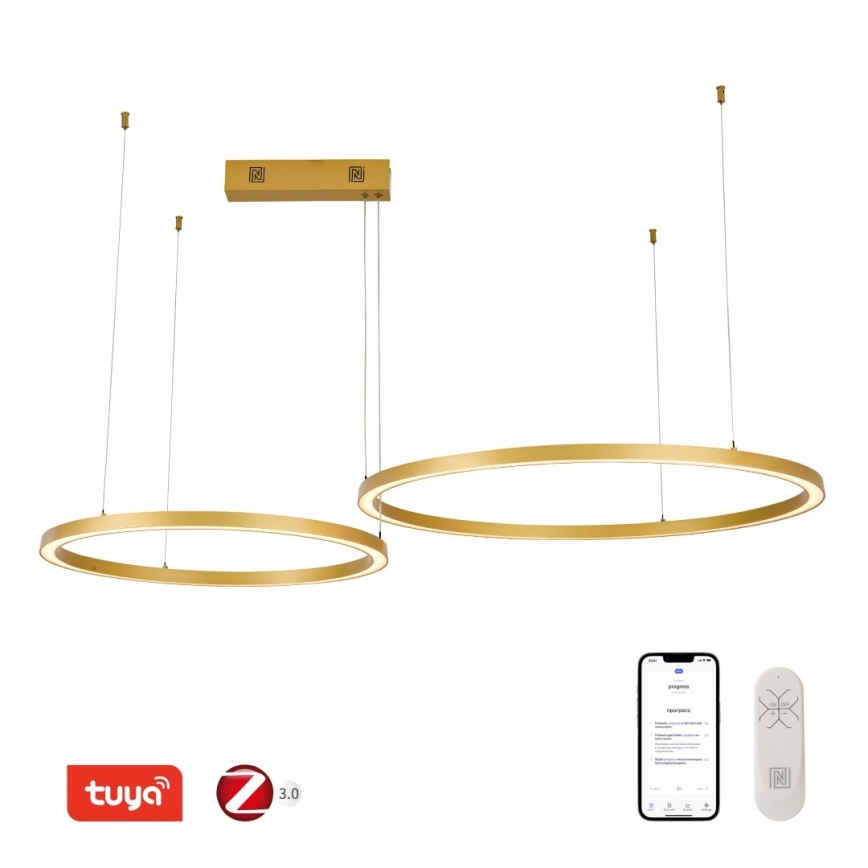 Immax NEO 07218L - LED Dimmable chandelier on a string FINO LED/93W/230V 60/80cm gold Tuya + remote control