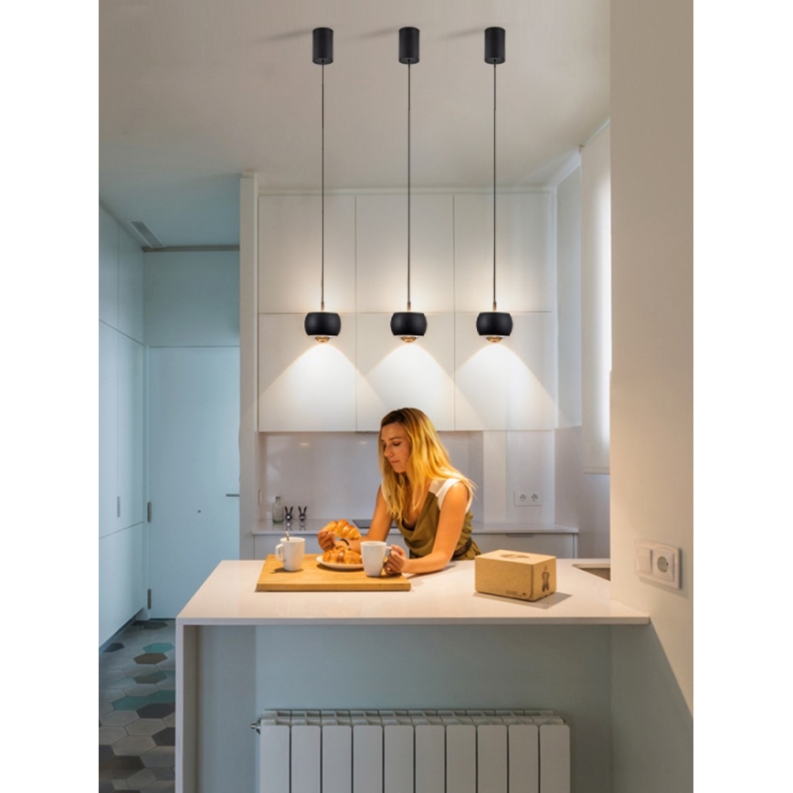 Immax NEO 07219L - LED Dimmable chandelier on a string DORMINE LED/6W/230V matte black Tuya + remote control