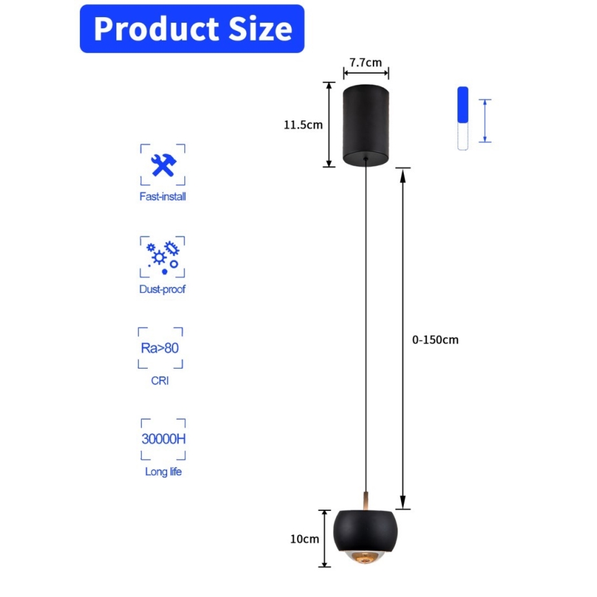 Immax NEO 07219L - LED Dimmable chandelier on a string DORMINE LED/6W/230V matte black Tuya + remote control