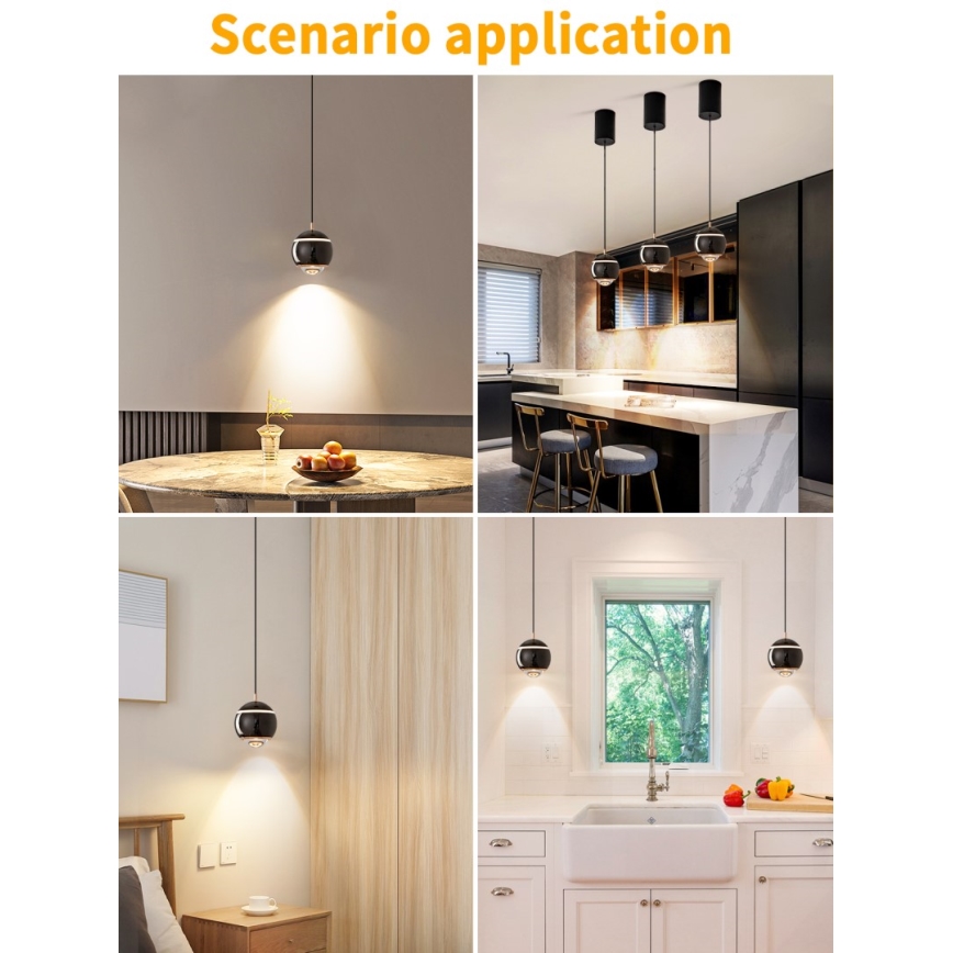 Immax NEO 07220L - LED Dimmable chandelier on a string DORMINE LED/6W/230V shiny black Tuya + remote control